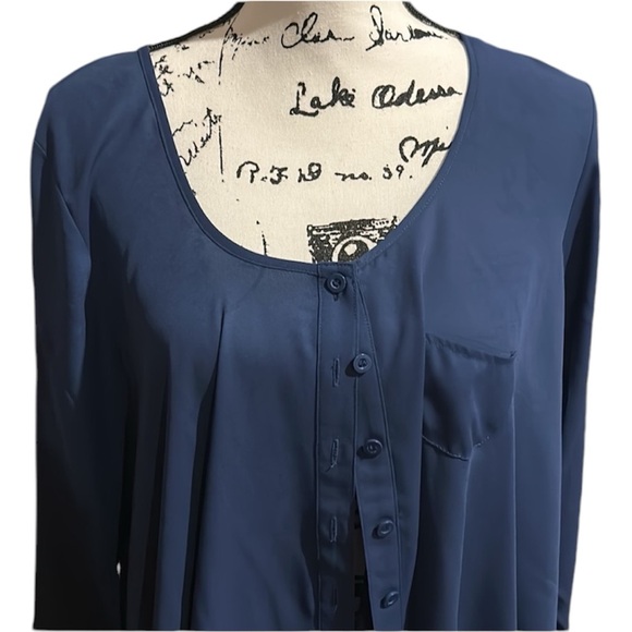 Style & Co Navy Blue Blouse - Picture 3 of 7